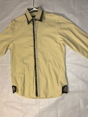 Coogi Luxe Men’s Dress Shirt Yellow And black size medium